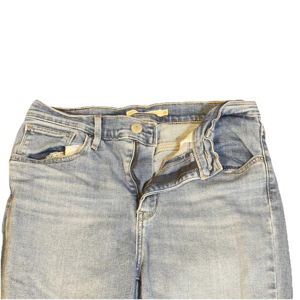 Levi's 724 High Rise Straight Crop Women's Jeans Blue Distressed Denim Size 28 - Picture 4 of 13